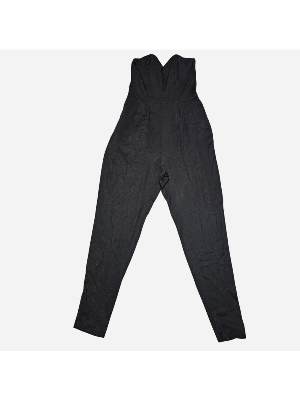 Black Strapless Sweetheart Jumpsuit with Pockets